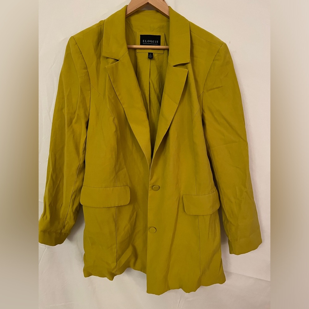 Eloquii Women's Blazer in Mustard Yellow
